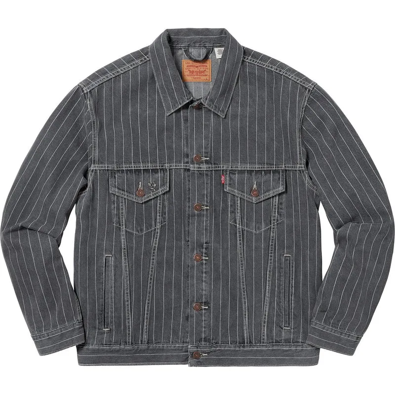 SUPREME/LEVIS - PINSTRIPE TRUCKER JACKET (BLACK)