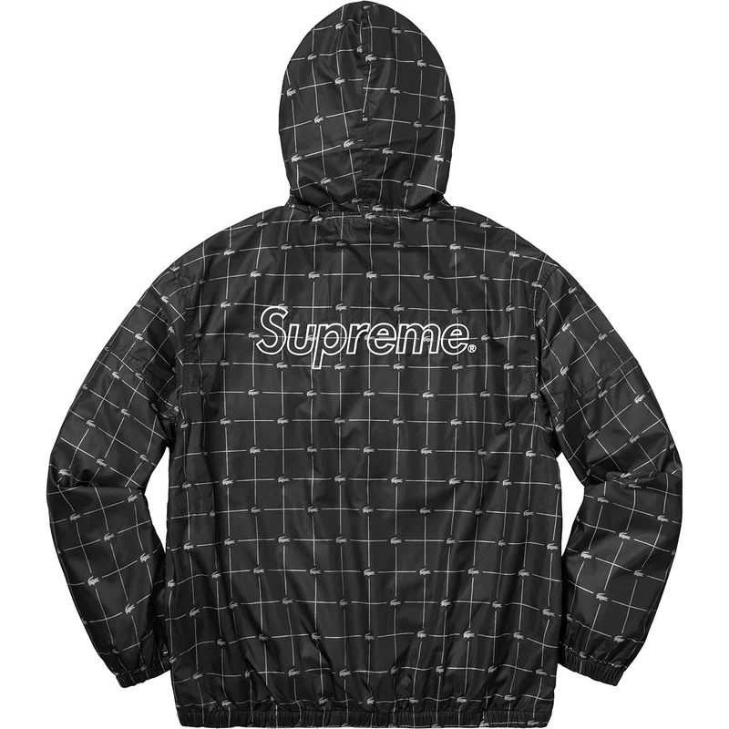 SUPREME/LACOSTE - REFLECTIVE GRID NYLON ANORAK (BLACK)