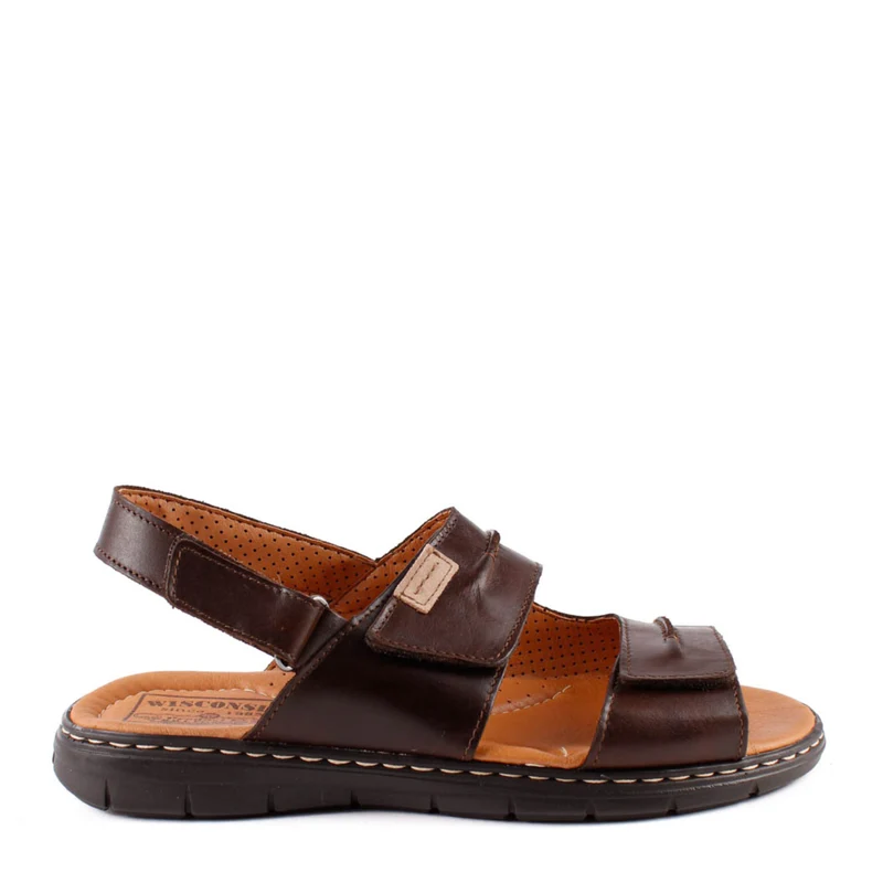 SANDALIA VELCROS CORREA MARRON 25012