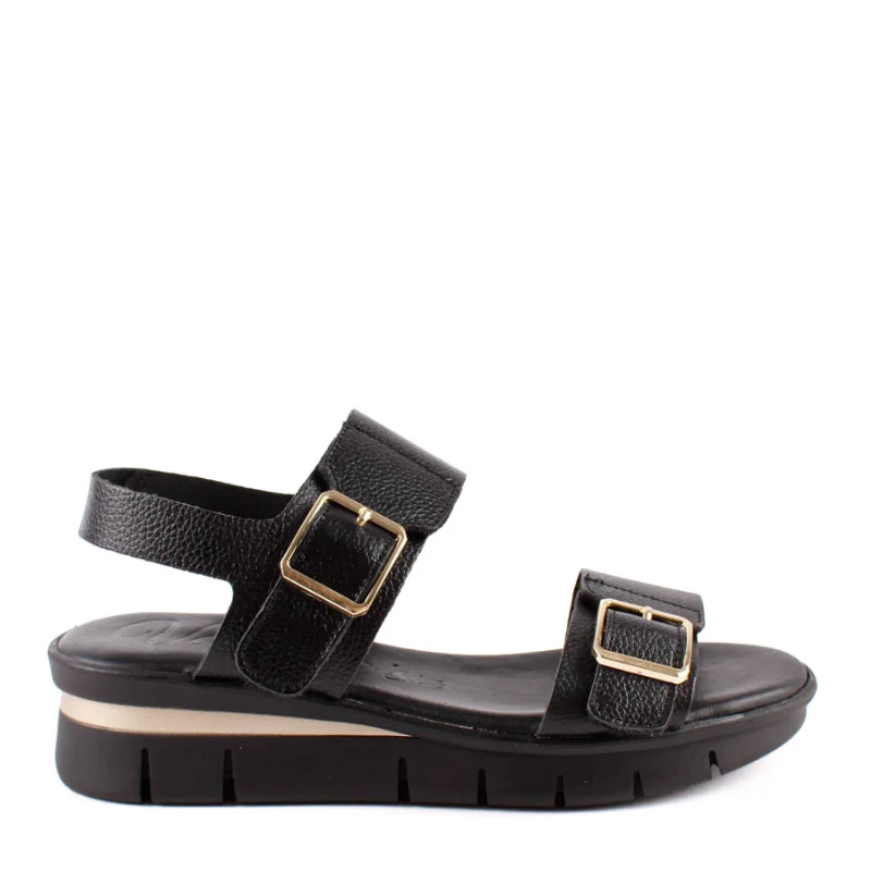 SANDALIA VELCROS CUÑA NEGRO 2602