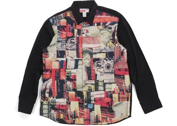 SUPREME / CDG - PATCHWORK BUTTON UP (BLACK)