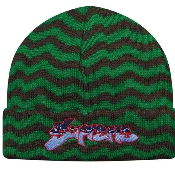 SUPREME - ZIG ZAG STRIPE BEANIE (GREEN)