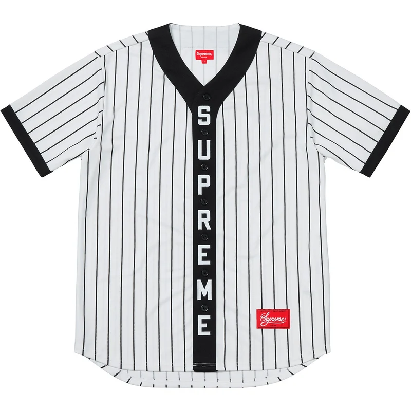 SUPREME - VERTICAL LOGO BASEBALL JERSEY (WHITE)