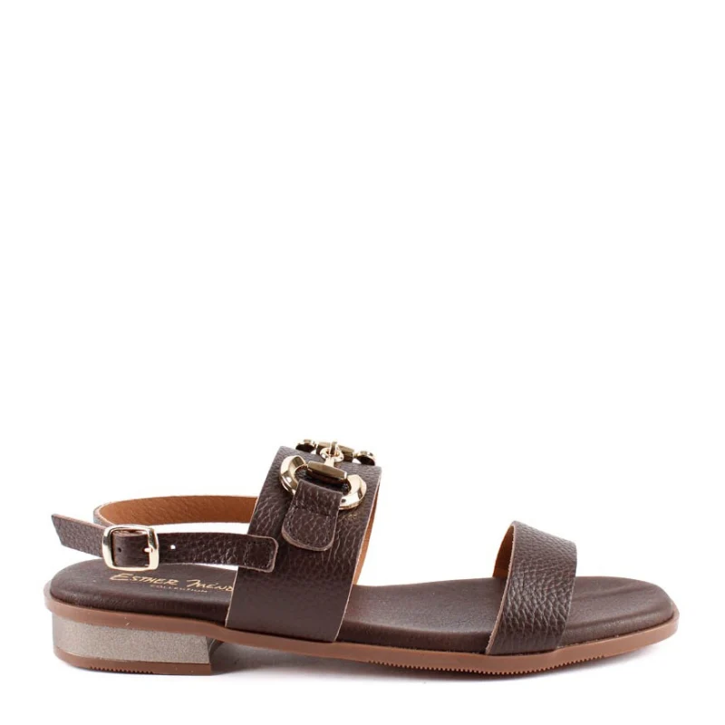 SANDALIA DOBLE TIRA APLIQUE MARRON 5873