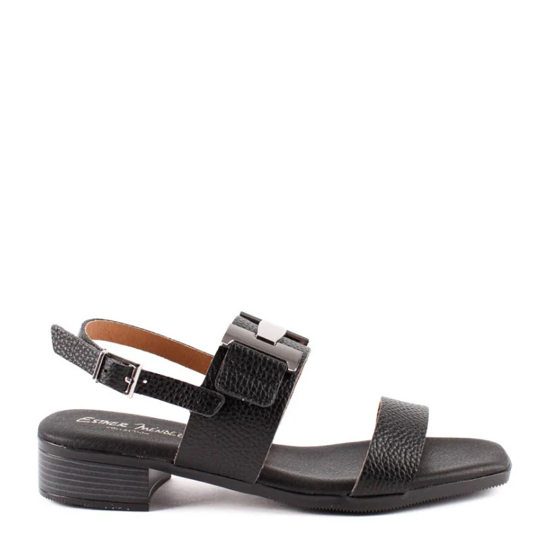 SANDALIA DOBLE TIRA APLIQUE NEGRO 5892
